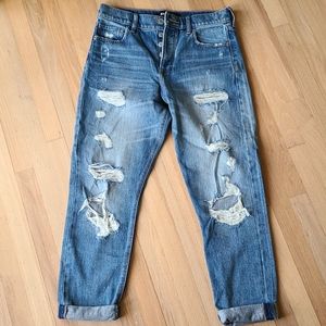 Express Vintage Skinny High Rise Capri Jeans